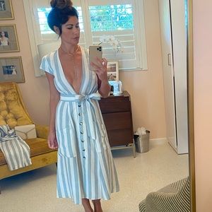 Reformation Blue and White Striped Dress